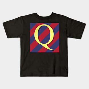 Old Glory Letter Q Gold and Red and Blue Stripes Kids T-Shirt